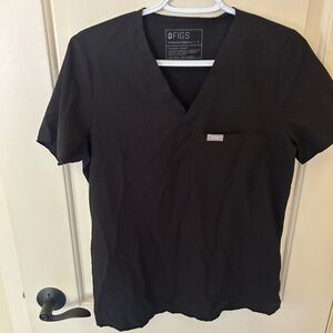 Figs Women's scrub Black V-Neck Short Sleeve Top
